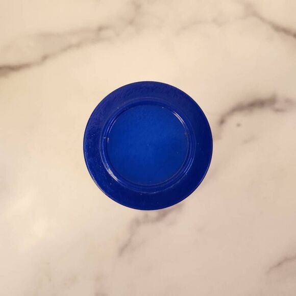 Androck 1 made USA clear glass flask blue bottle cap kitchen storage 70s vintage - Picture 2 of 3